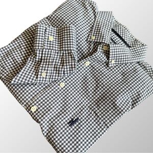 Johnnie-O Shirt Men’s Large Navy‎ Blue Gingham Check Long Sleeve Button Up Woven
